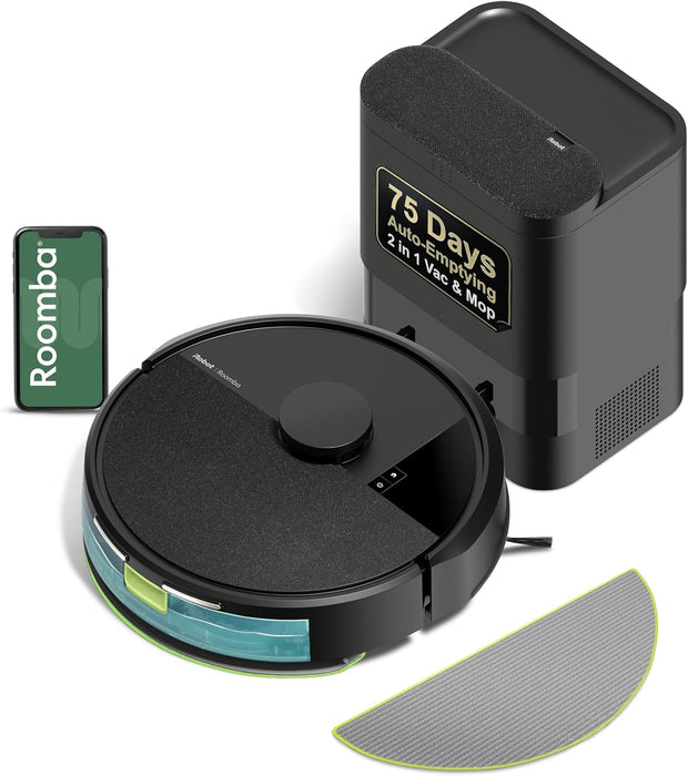 iRobot Roomba 105 Combo Robot Vacuum & Mop with AutoEmpty Dock - Self-Empties for 75 Days, Intense Power-Lifting Suction, LiDAR Navigation, Multiple Cleaning Modes, Avoids Mopping Carpet | Up to 75-day capacity, intense suction, LiDAR navigation, multiple