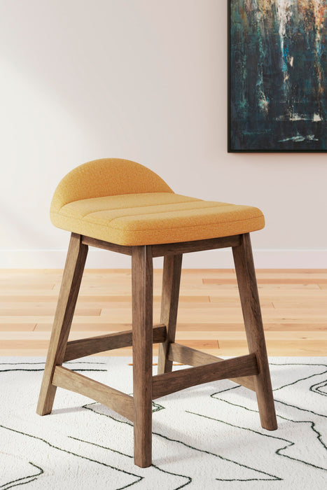 Lyncott Mustard/Brown Lyncott Counter Height Bar Stool