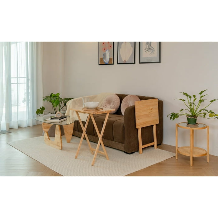 Mainstays Indoor Single Folding TV Tray Table Set of 2 in Natural L19 x W15 x H26inches. - new