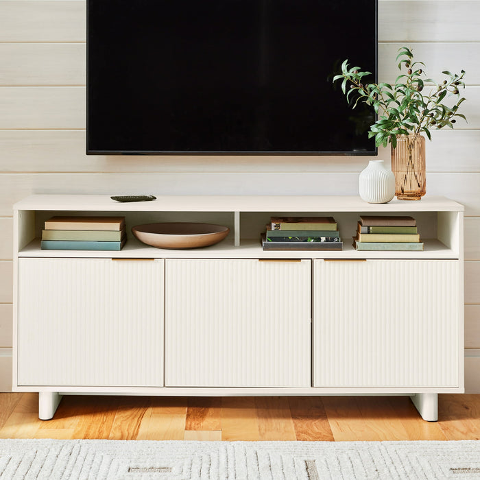 Better Homes & Gardens Lillian Fluted TV Stand for TVs up to 70", White Finish - new