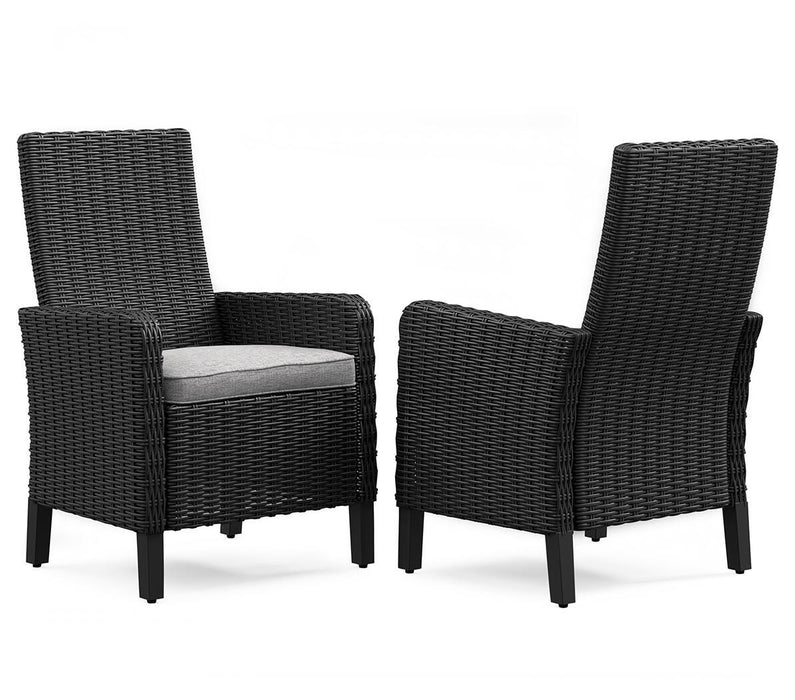 Beachcroft Black/Light Gray Arm Chair With Cushion (Priced Per Item, Must Order 2, 4, 6, or 8)