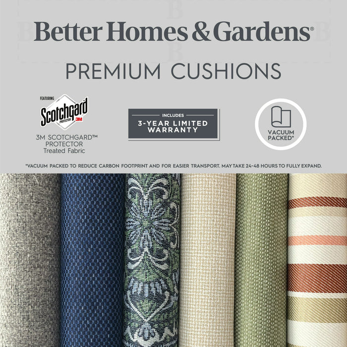 Better Homes & Gardens 20" x 20" Premium Blue and Green Medallion Outdoor Dining Chair Cushion - new