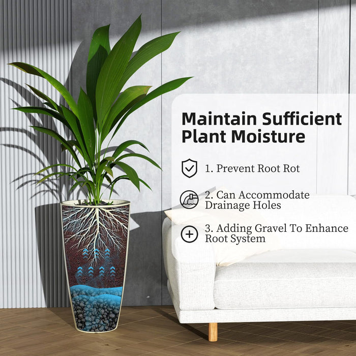 21 inch Tall Planters for Outdoor Plants Set of 2,Tall Plant Pots with Drainage Hole,Large Flower Pots for Indoor Front Porch Garden Home Patio,Beige - new