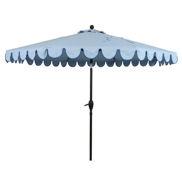 Better Homes & Gardens 9' Blue Scallop Patio Umbrella, Crank Lift and 3 Position Tilt - new