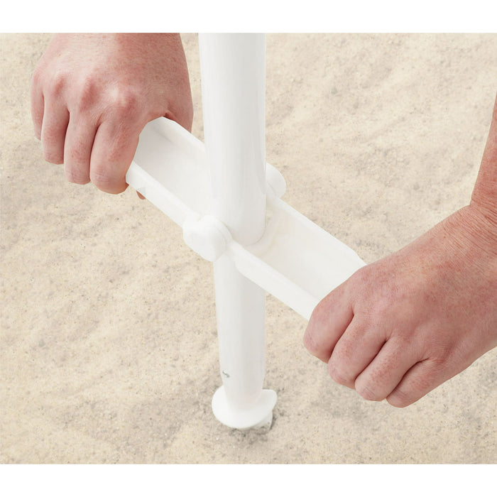 Mainstays 6 ft Blue and White Stripe Beach Umbrella, Sun Protection - open_box