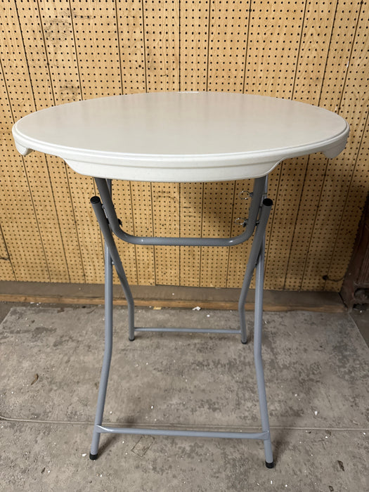 EventStable TitanPRO 32" Blow Molded Round Folding Cocktail Table - White Plastic Portable Outdoor Table, Adjustable Height Foldable for Parties Events Restaurant Banquet - new