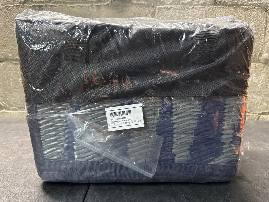 DEORAB 6'x9' Outdoor Rugs Patio Waterproof Outside Mat Reversible Plastic Camping Carpet,Blue & Grey - new