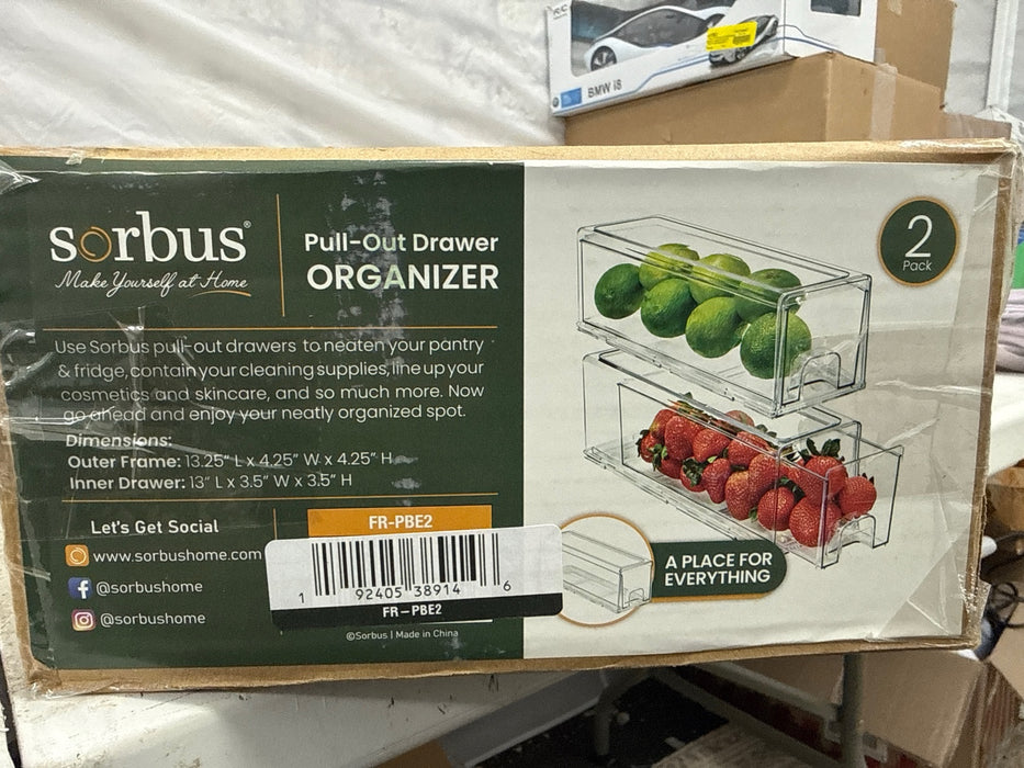 Sorbus 2 Pack Small Clear Stackable Storage Drawers with Handles for LaundryOffice, Closet, Home, Bathroom, Organization and Storage - new