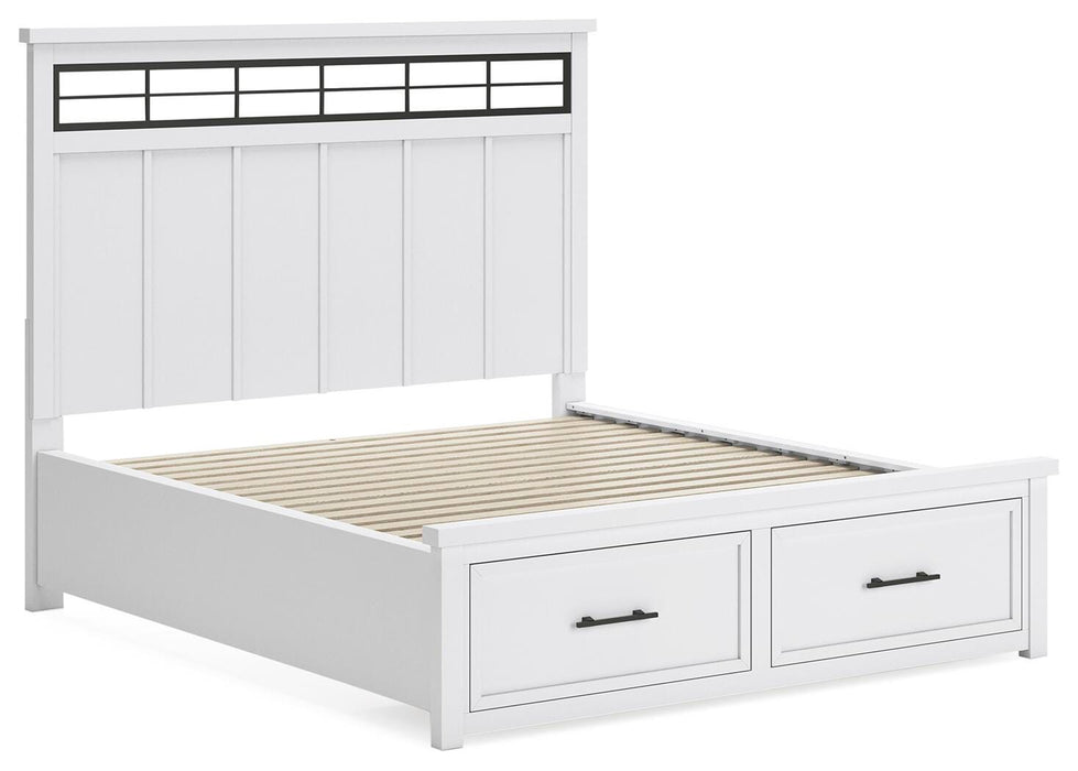Ashbryn White/Natural Ashbryn California King Panel Storage Bed