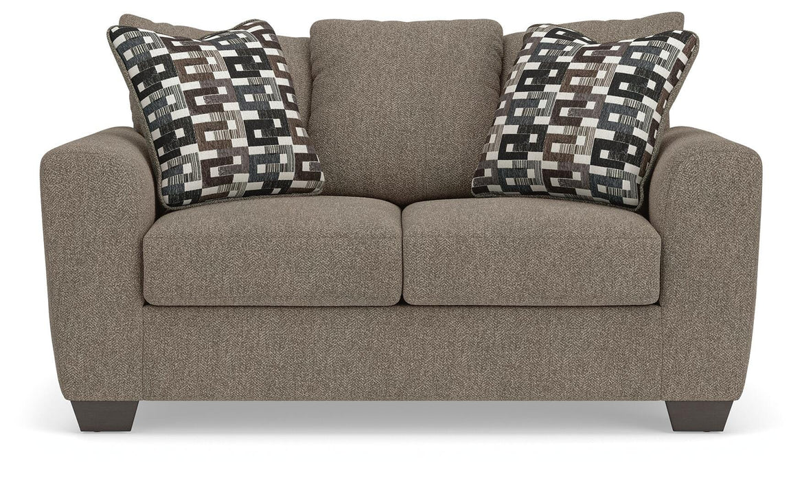 Triston-Peaks Suede Loveseat