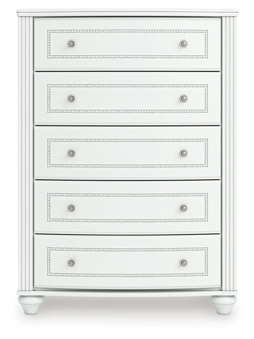 Maylilly White Five Drawer Chest