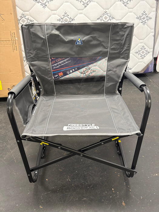 GCI Outdoor Freestyle Rocker XL Oversized Foldable Rocking Camp Chair, Pewter - new