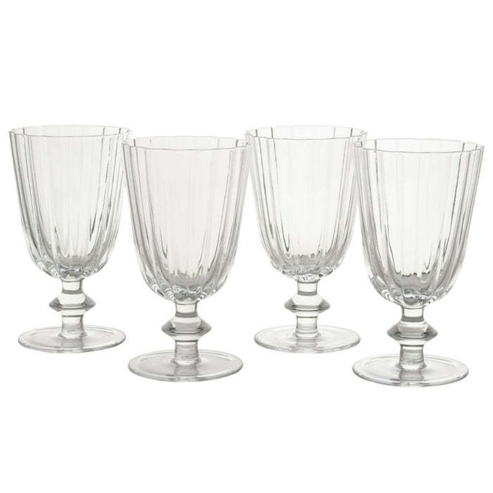 Beautiful Scallop Set of 4 Glass Goblet Clear by Drew Barrymore - new