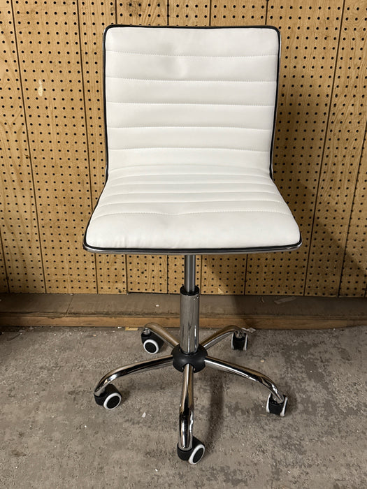 Homall Mid Back Task Chair,Low Back Leather Swivel Office Chair,Computer Desk Chair Retro with Armless Ribbed (White) - new