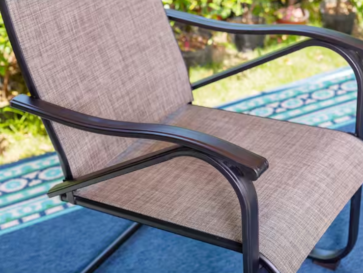 Black Ergonomic C-Spring Textilene Metal Patio Outdoor Dining Chair (2-Pack) - new