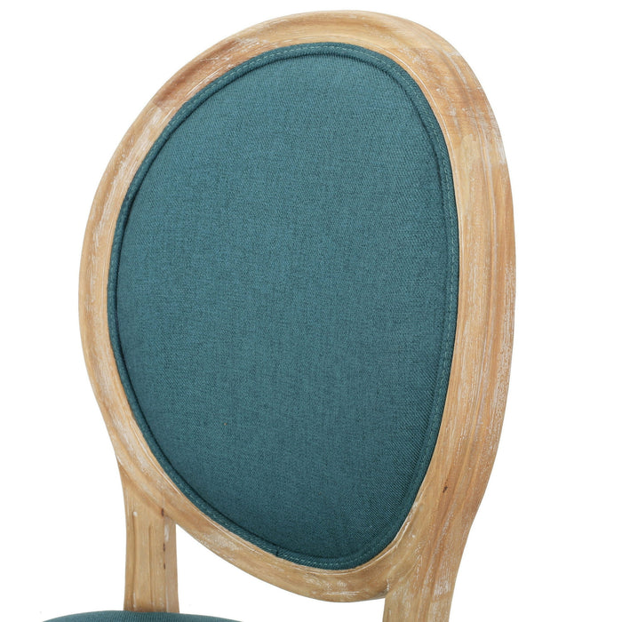 Christopher Knight Home Phinnaeus French Country Fabric Dining Chairs (Set of 2) by Side Chairs Dark Teal French Country, Traditional - new