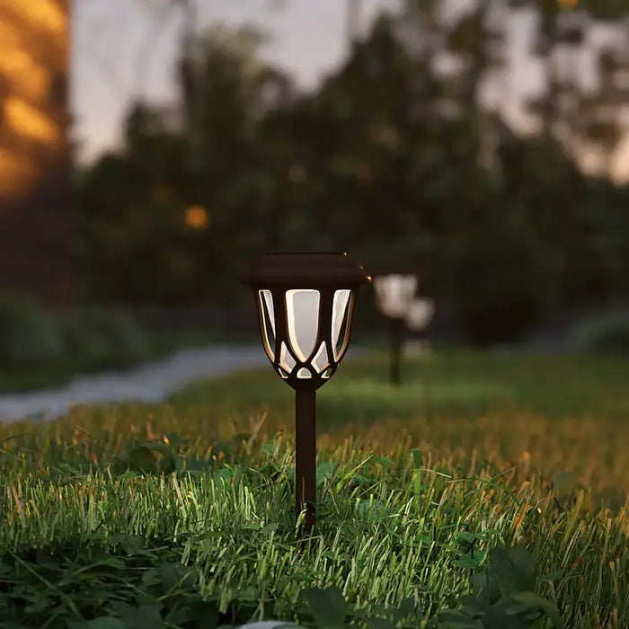 Alamont Home - Hess All-Weather Tulip Design Solar Powered LED Garden & Pathway Lights - Brown - open_box