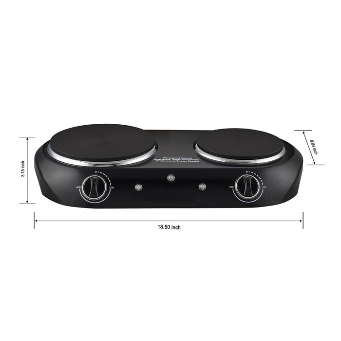 Mainstays Double Burner, 1800 W, Black Electric Cooktop, 1 Each, Assembled Product - used_good