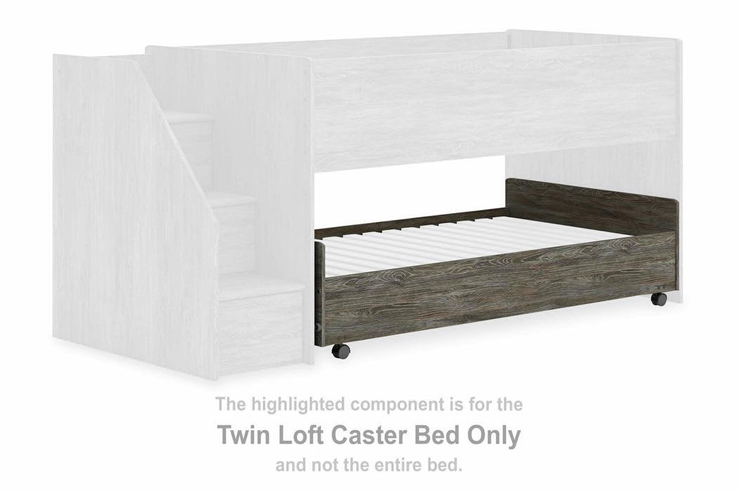 Frandern Gray Twin Loft Caster Bed
