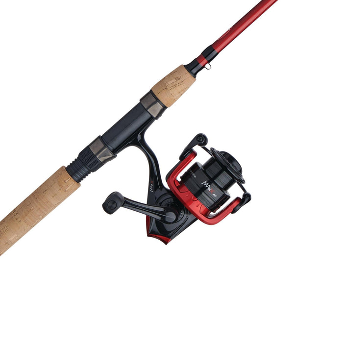 Abu Garcia® Max X Spinning Rod and Reel Combo, 5’6” 1pc Rod, Graphite Body and Rotor, Rocket Line Management System, Machined Aluminum Spool, Hybrid Rod Construction, Red/Black - new