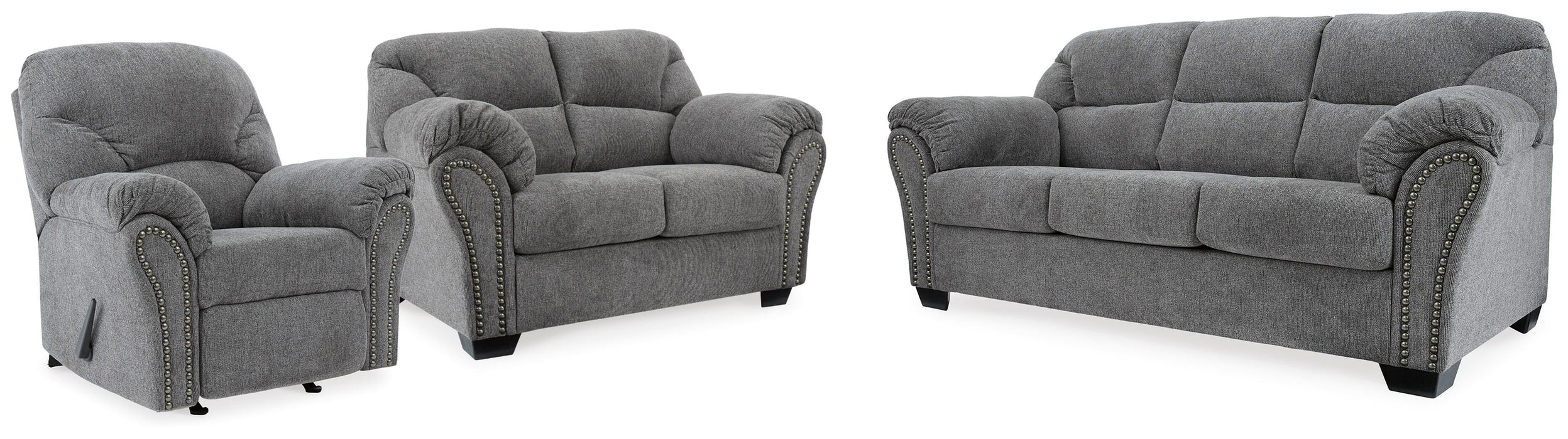 Allmaxx Pewter Allmaxx Sofa, Loveseat and Recliner
