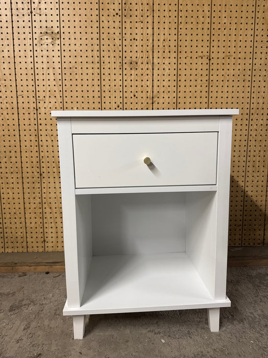 Nightstand with 1 Drawer - Modern Wooden Bedroom Bedside End Table for Home Office Sofa Side Table, Open Cabinet & Sliding Drawer (White, 1 Piece) - new