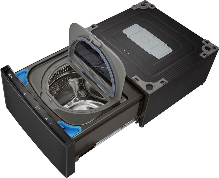 LG - SideKick 1.0 Cu. Ft. High-Efficiency Smart Top Load Pedestal Washer with 3-Motion Technology - Black Steel - used_good