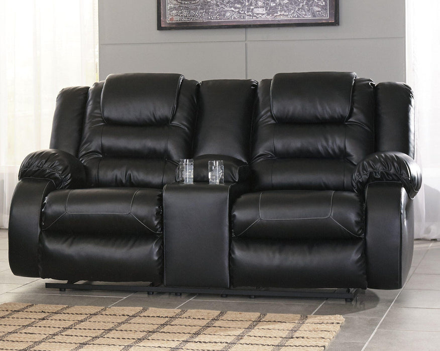 Vacherie Black DBL Rec Loveseat w/Console