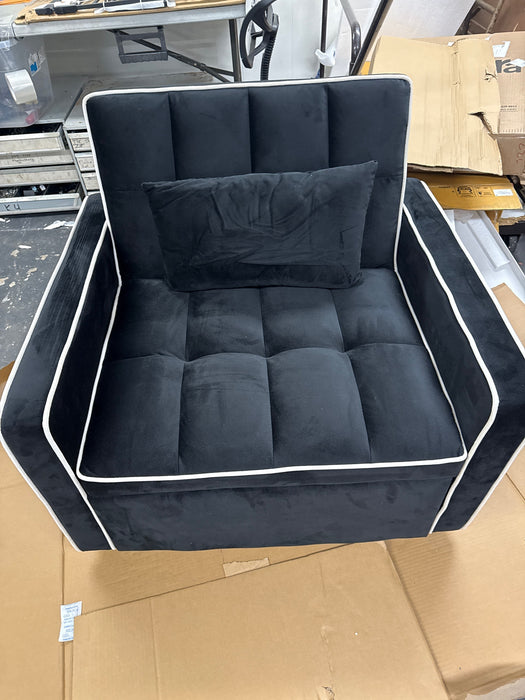 Dinosisco 3-in-1 Convertible Chair Bed, Sleeper Chair Lounge Chair Indoor, Modern Single Pull Out Couch for Living Room, Black Velvet - new