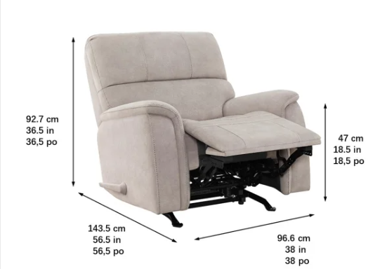 True Innovations Hayden Manual Rocker Recliner - new