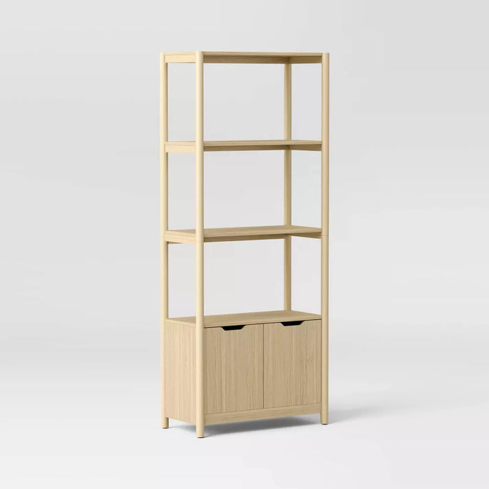 72.25" Scandi Bookcase with Three Shelves And Cabinet Storage Natural - Room Essentials™