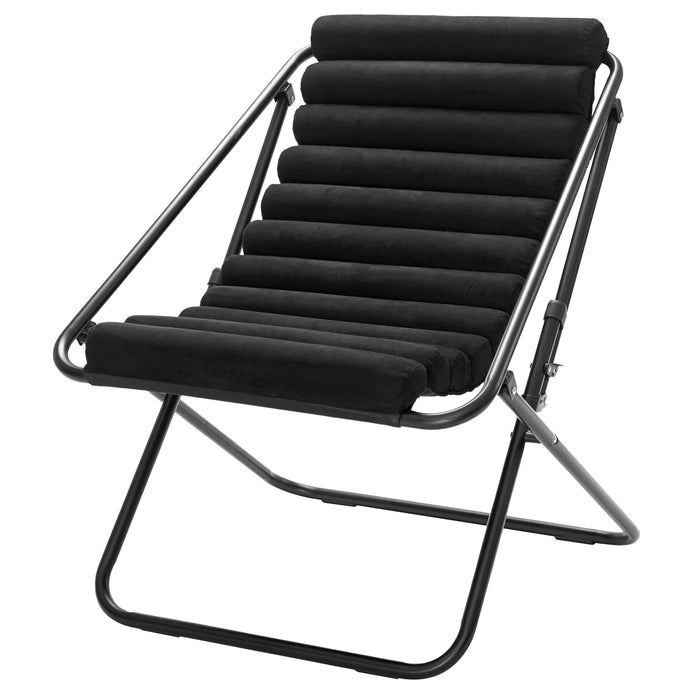 Stylehouse Ribbed Folding Sling Lounge Chair, Black, 28" L x 22" W x 30" H - new
