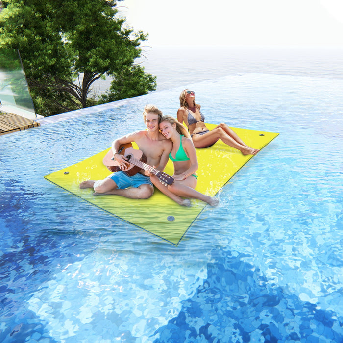 HALLOLURE 9X6FT Floating Water Pad Mat 3-Layer XPE Foam Roll-Up Floating Island for Pool Lake Ocean Boat Beach, Weight Capacity 310 lbs - new