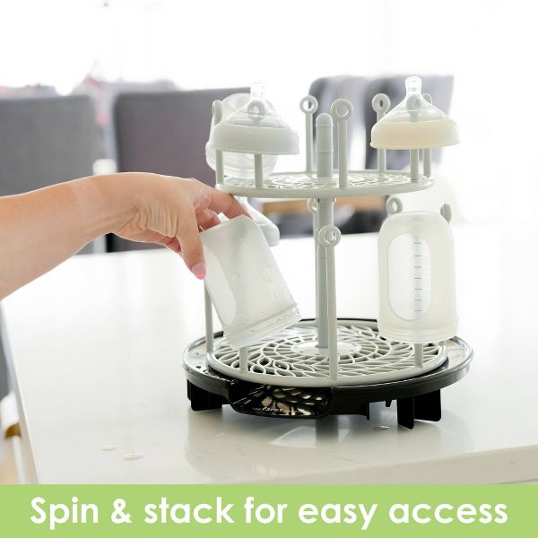 The First Years Plastic Spin Stack Bottle Drying Rack Black - new