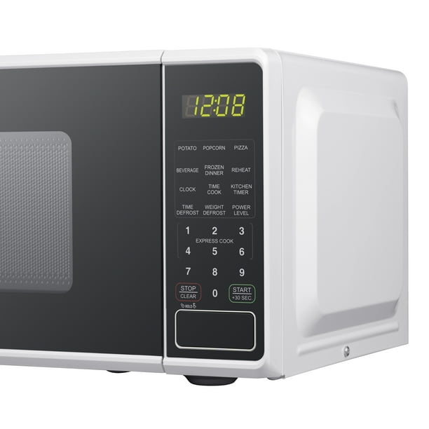 Mainstays 0.7 Cu ft Countertop Microwave Oven, 700 Watts, White, New - open_box