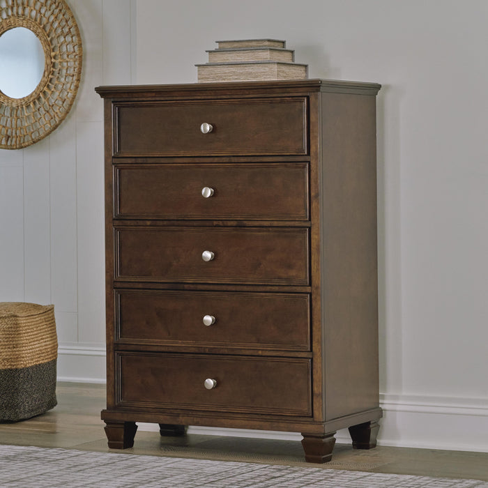 Danabrin Brown Five Drawer Chest