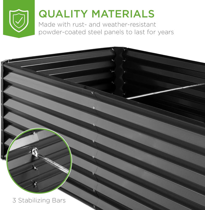 Best Choice Products 8x4x2ft Outdoor Metal Raised Garden Bed, Deep Root Planter Box for Vegetables, Flowers, Herbs, and Succulents w/ 478 Gallon Capacity - Gray - open_box