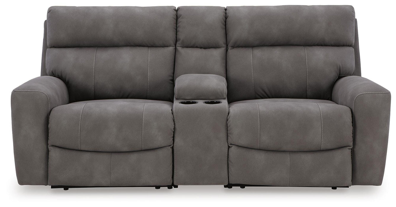 Next-Gen Durapella Slate Next-Gen Durapella 3-Piece Power Reclining Sectional Loveseat with Console