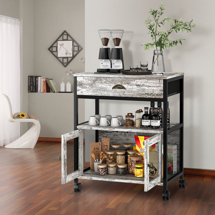 3 Tiers Kitchen Coffee Cart With Drawer - new