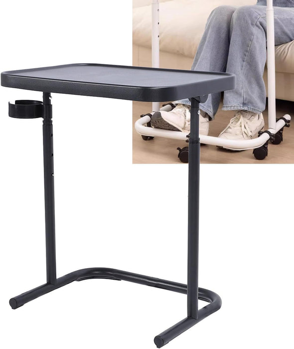 HURRISE Sofa Side End Table Folding TV Dinner Tray Adjustable Height Magnetic Tabletop Bedroom Living Room 18.9x13.78in - new