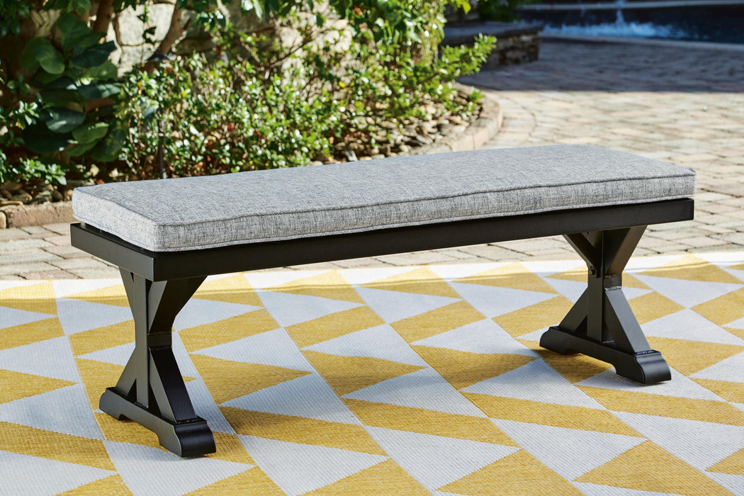 Beachcroft Black/Light Gray Bench with Cushion