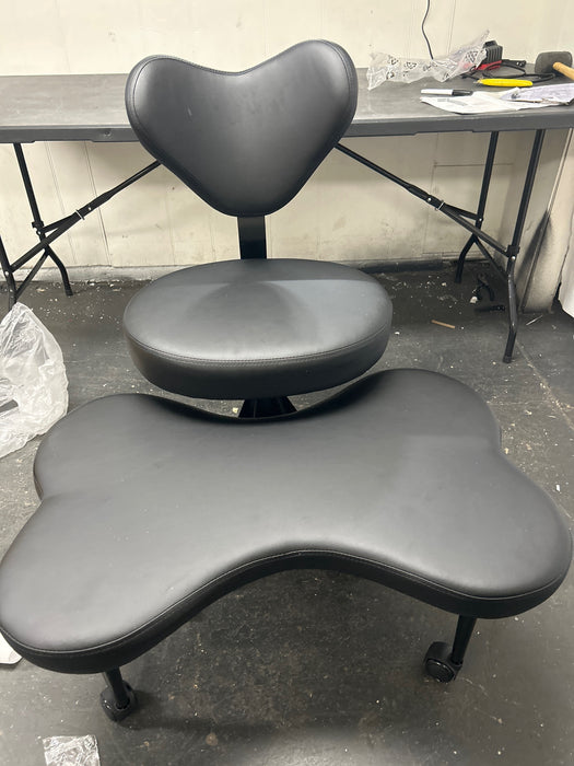 Pinmoco Ergonomic Cross Legged Swivel Chair, Adjustable Height and PU Leather, Meditation& ADHD Chair with Back Support, Home and Office, Black - new