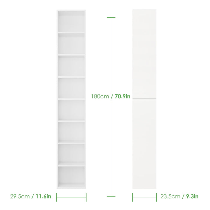 Homfa 8-Tier Media Tower, CD DVD Media Storage Unit with 4 Adjustable Shelves for Living Room Bedroom, White - new