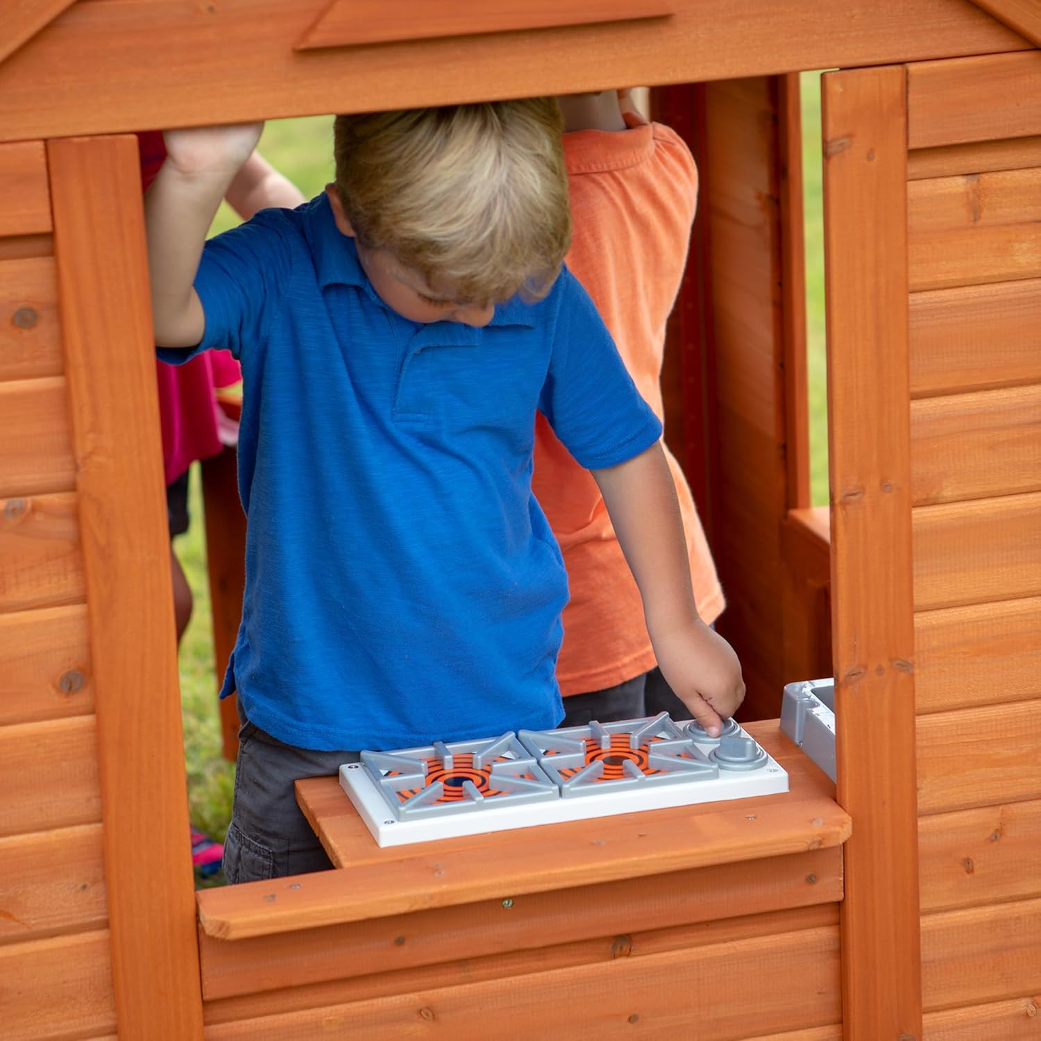 Backyard Discovery Timberlake Cedar Wooden Playhouse - open_box