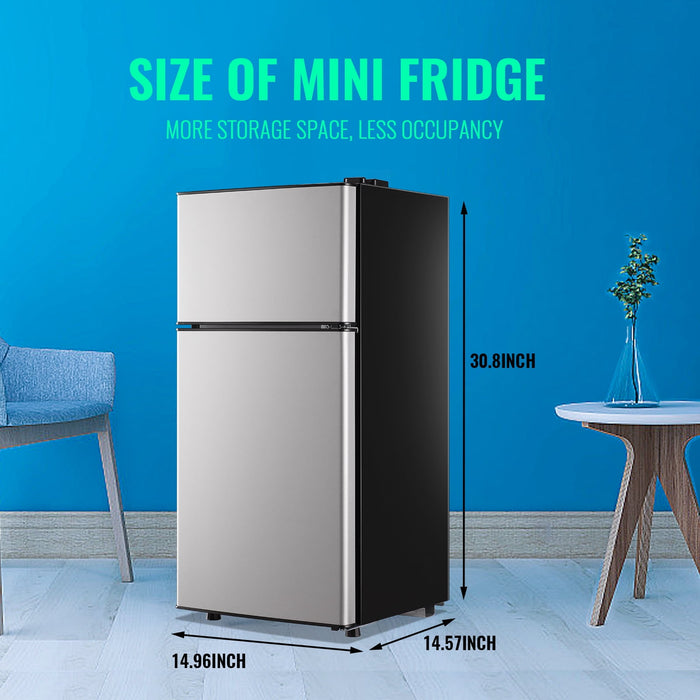 Tacool 2.4 Cu.ft Mini Fridge with Freezer, Apartment Size Refrigerator, Silver, New - open_box