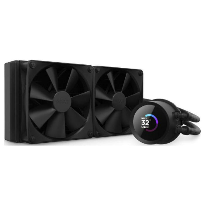 NZXT Kraken 240mm - RL-KN240-B1 – AIO CPU Liquid Cooler - LCD Display - 2 x F120P Static Pressure Fan Radiator Fans LGA 1700 / AM5 Compatible - open_box