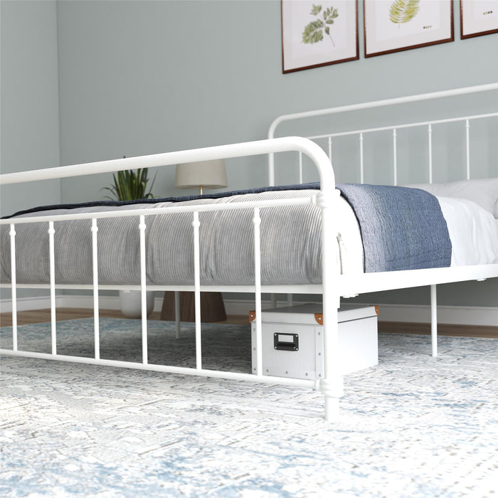 DHP Wallace Metal Platform Bed Frame with Headboard, Queen, White - new