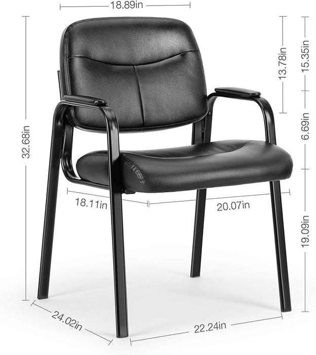 DUMOS Waiting Room Guest Chairs Set of 2 with Padded Arms, Leather Office Stationary Reception Side Chair for Home Desk Conference Lobby Church Medical Clinic Elderly Student, Lumbar Support - new