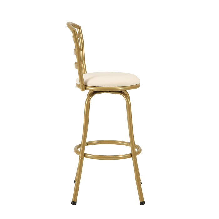 Mainstays 3 Pack Indoor Adjustable 24" or 29" Swivel Gold Metal Barstool, Cream Seat - new