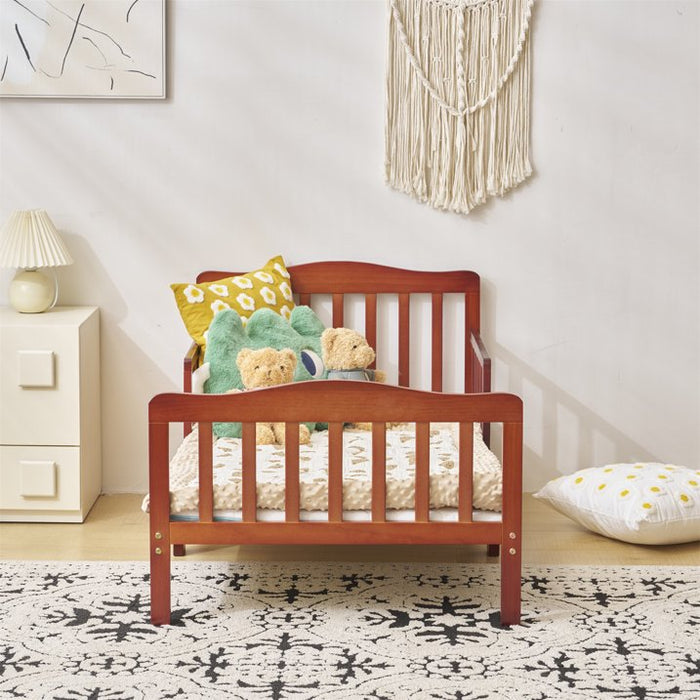 Ktaxon Baby Toddler Bed Solid Wood Bedroom Furniture with Safety Rails Espresso - new